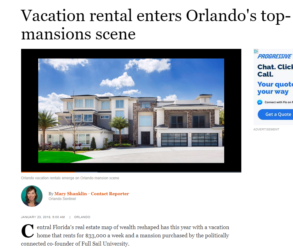 Orlando Sentinel MansionQuest article 2018